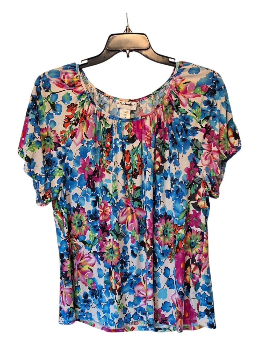 🇺🇸New Floral Embellished Short-Sleeve Blouse